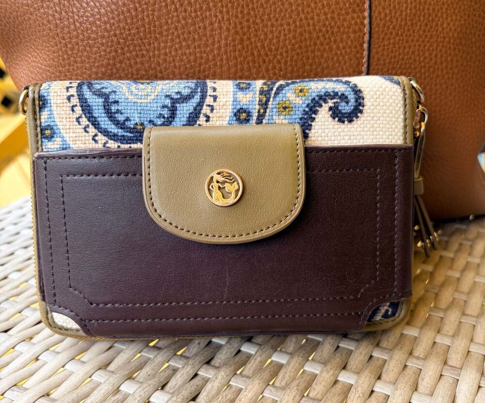Spartina 449 Juliette Multi Phone Wristlet Wallet in Blue/Green Paisley Linen